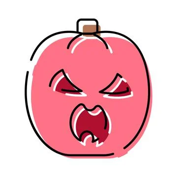 Pink jack o lantern screaming a spooky halloween character Stock Illustration