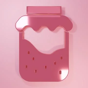 Pink Jam jar icon isolated on pink background. Minimalism concept. 3D rende.. Stock Illustration