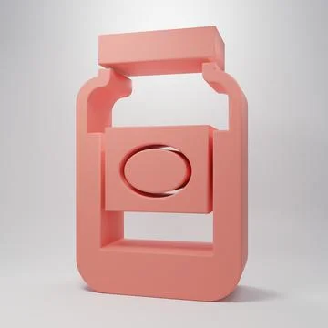 Pink Jam jar icon isolated on pink background. Minimalism concept. 3D rende.. Stock Illustration