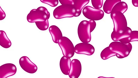 Pink Jelly Bean Candy Falling Against a Plain White Background Stock Footage 344848779