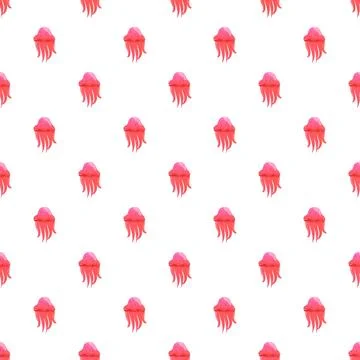 Pink jellyfish pattern creating seamless aquatic background Stock Illustration