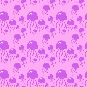 Pink jellyfish pattern on pink background Stock Illustration