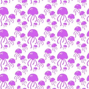 Pink jellyfish pattern on white background Stock Illustration