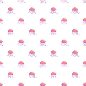 Pink jellyfish seamless pattern background repeating marine illustration Illustrazione stock