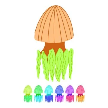 Pink jellyfish vector cartoon element for marine life design graphic Stock Illustration
