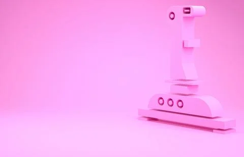 Pink Joystick for arcade machine icon isolated on pink background. Joystick g Stock Illustration