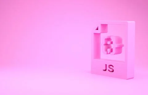 Pink JS file document. Download js button icon isolated on pink background. J Stock Illustration