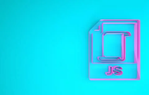 Pink JS file document. Download js button icon isolated on blue background. J Stock Illustration