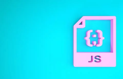 Pink JS file document. Download js button icon isolated on blue background. J Stock Illustration