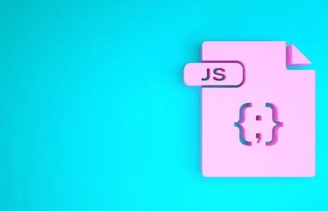 Pink JS file document. Download js button icon isolated on blue background. J Stock Illustration