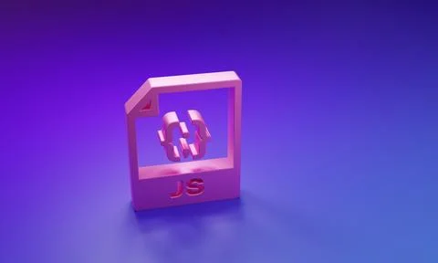 Pink JS file document. Download js button icon isolated on purple-blue back.. Ilustración de archivo