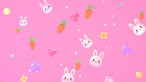 Pink kawaii bunny pattern Stock Illustration