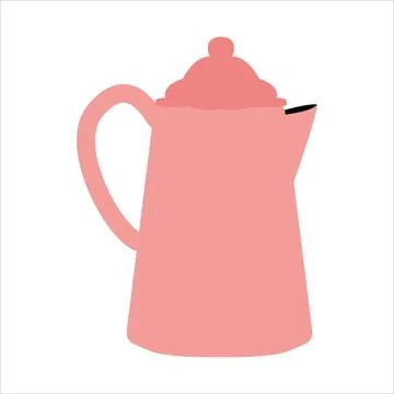Pink kettle kitchen isolated on white in vector Stock Illustration