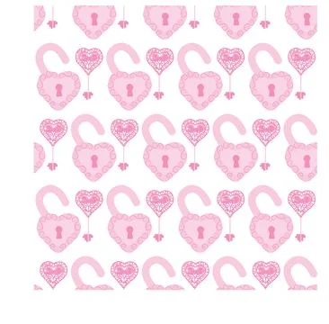 Pink key and lock in the shape of hearts Stock Illustration
