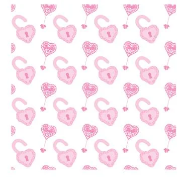 Pink key and lock in the shape of hearts Stock Illustration