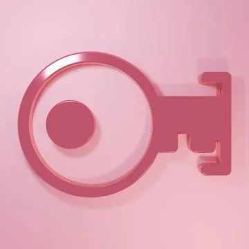 Pink Key icon isolated on pink background. Minimalism concept. 3D render il.. Stock Illustration