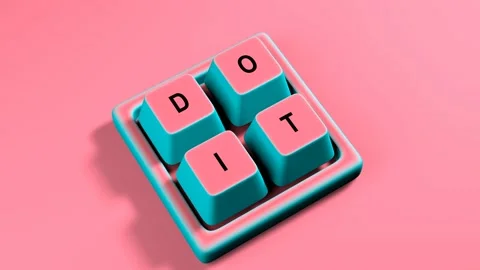 Pink keyboard with words do it for positive motivation 3D 4K animation Stock Footage 239332344