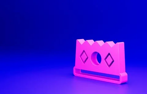 Pink King crown icon isolated on blue background. Minimalism concept. 3D render Stock Illustration