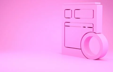 Pink Kitchen dishwasher machine icon isolated on pink background. Minimalism  Stock Illustration