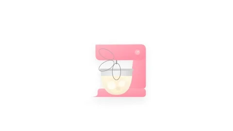 Pink Kitchen Stand Mixer with Rotating Whisk and Swirling Batter Motion Graph Stock-Footage 346007047