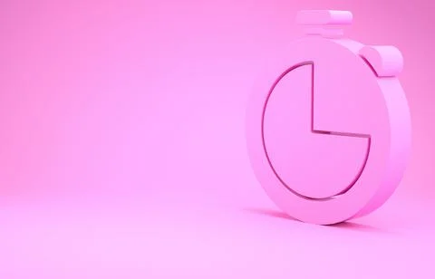 Pink Kitchen timer icon isolated on pink background. Cooking utensil. Minimal Stock Illustration