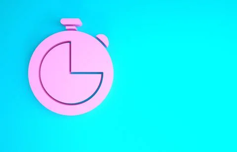 Pink Kitchen timer icon isolated on blue background. Cooking utensil. Minimal 库存插图