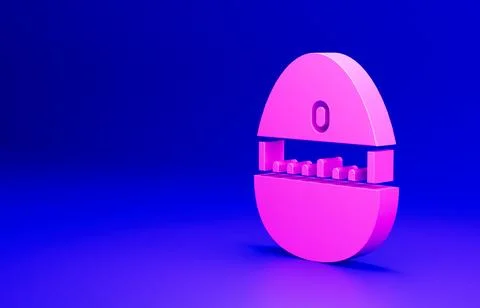 Pink Kitchen timer icon isolated on blue background. Cooking utensil. Minimalism Stock Illustration