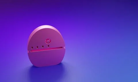 Pink Kitchen timer icon isolated on purple-blue background. Egg timer. Cook.. Stock Illustration
