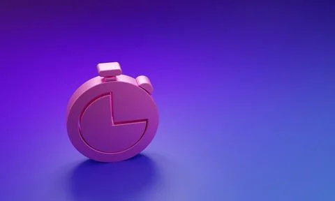 Pink Kitchen timer icon isolated on purple-blue background. Cooking utensil.. Illustrazione stock