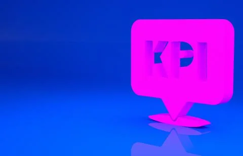 Pink KPI - Key performance indicator icon isolated on blue background. Minima Stock Illustration