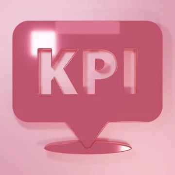 Pink KPI - Key performance indicator icon isolated on pink background. Mini.. Stock Illustration