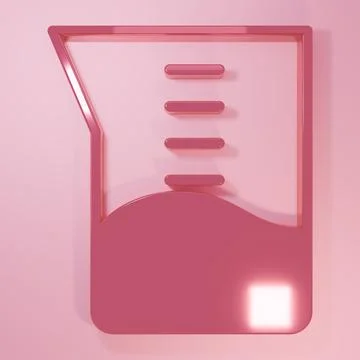 Pink Laboratory glassware or beaker icon isolated on pink background. Minim.. Stock Illustration