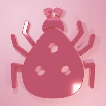 Pink Ladybug icon isolated on pink background. Minimalism concept. 3D rende.. Stock Illustration