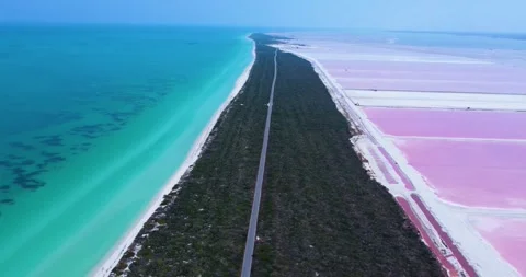 Pink Lake Mexico Stock Footage 285525287