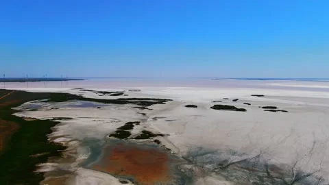Pink lakes drone shooting from a height Stock Footage 142802286