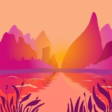 Pink Landscape Illustrazione stock