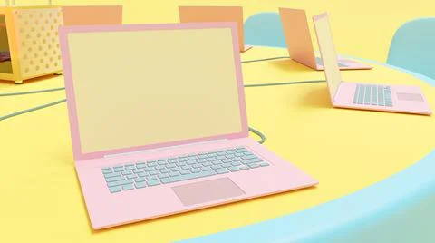 Pink laptop. Stock Illustration
