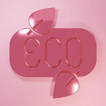 Pink Leaf Eco symbol icon isolated on pink background. Banner, label, tag, .. Stock Illustration