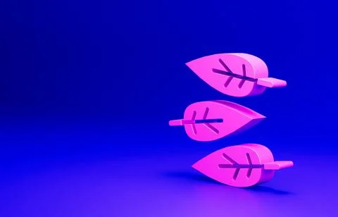 Pink Leaf icon isolated on blue background. Leaves sign. Fresh natural product Stock Illustration