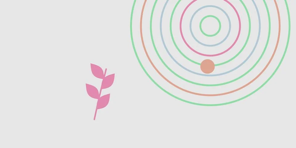 Pink leaf with solar system illustration Stock Illustration