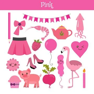 Pink. Learn the color. Education set. Illustration of primary colors Stock Illustration