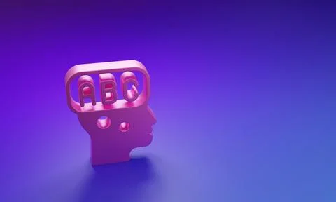 Pink Learning foreign languages icon isolated on purple-blue background. Mi.. Stock Illustration