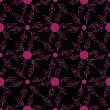 Pink leaves seamless vector pattern on a black Stock-Illustration