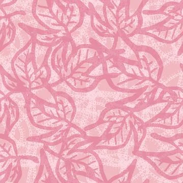 A pink leaves texture seamless vector pattern Stock Illustration