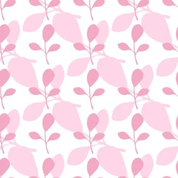 Pink leaves vector seamless pattern on white background. Backdrop flat style Stock Illustration
