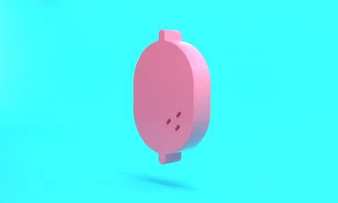 Pink Lemon icon isolated on turquoise blue background. Minimalism concept. 3D Stock Illustration