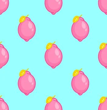 Pink Lemon pattern seamless. fruit background. Baby fabric texture Stock Illustration