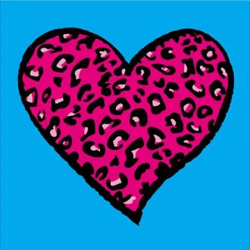 Pink leopard print heart Illustrazione stock