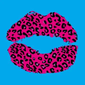 Pink leopard print lips Stock Illustration