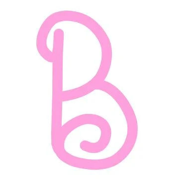 Pink Letter B Monogram, Cute Hand-Drawn Cursive Alphabet Element Stock Illustration